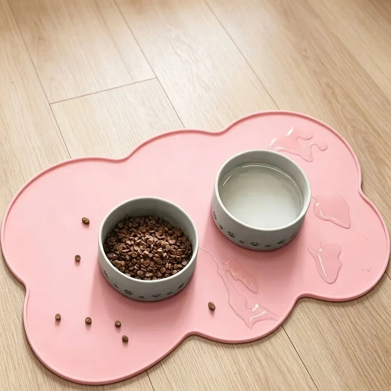 Tapete de Silicone para Animais de Estimação, à Prova de Vazamentos e Antiderrapante para Cães e Gatos, Tapete Oval para Tigelas