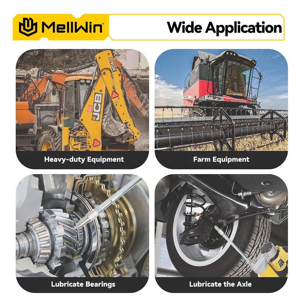 MELLWIN 12000PSL Máquina de Graxa Elétrica Sem Fio de Alta Pressão para Manutenção Automotiva, Ferramenta de Lubrificação a Óleo para Bateria Makita 18V