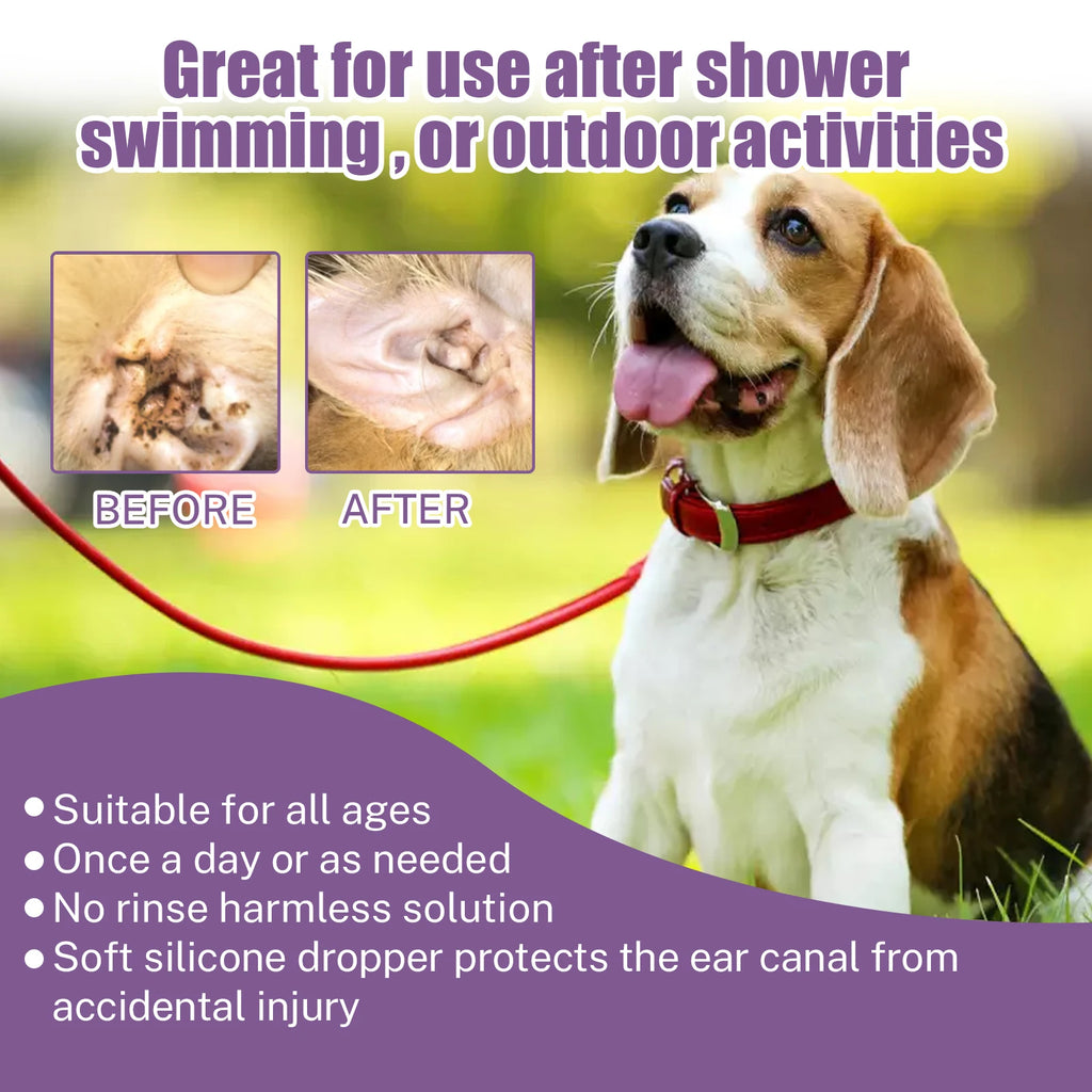 Limpador de ouvidos para cães e gatos, alivia o odor, remove cera dos ouvidos, gotas de limpeza suave, previne coceira