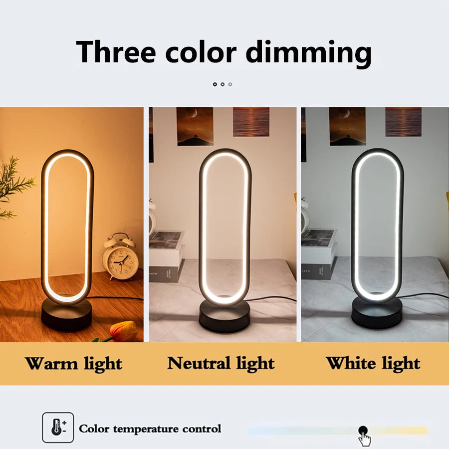 Quarto anel noite lâmpada sala de estar três cores regulável cama lâmpada led noite luz ambiente mesa cabeceira acessórios