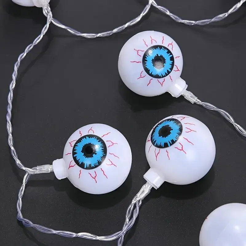 Decorações de Halloween, Luzes de Cordão em Forma de Olho, Luzes LED de Fada, Decoração de Festa de Terror, Funcionamento a Bateria