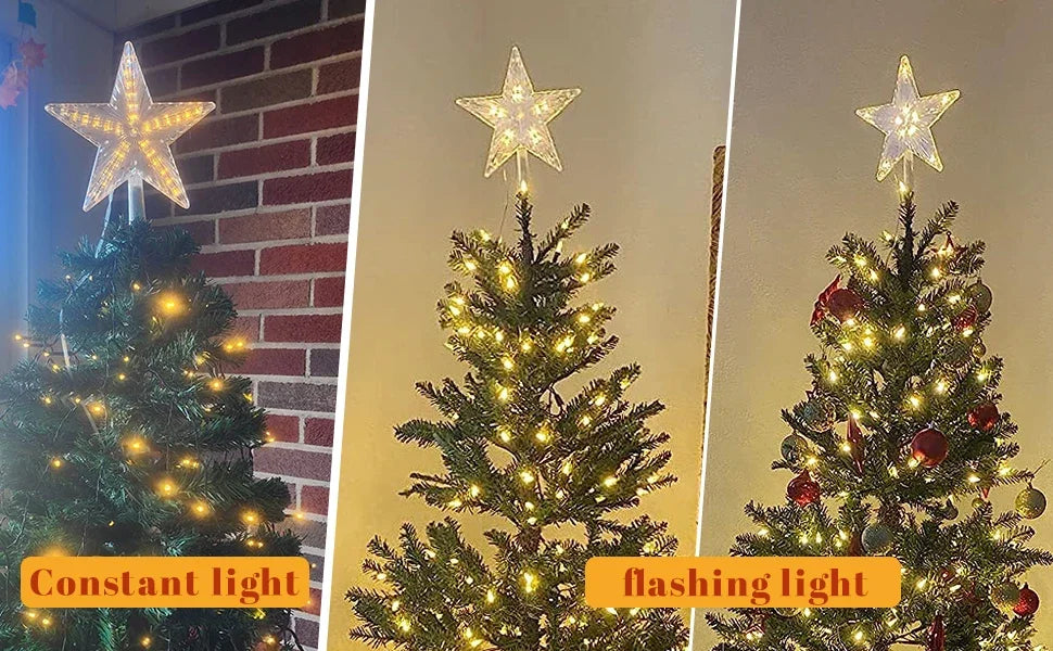 Estrela de topo para árvore de Natal, luminária estrela brilhante, decoração de Natal, artigos para festas em casa, enfeite de Natal, presente.