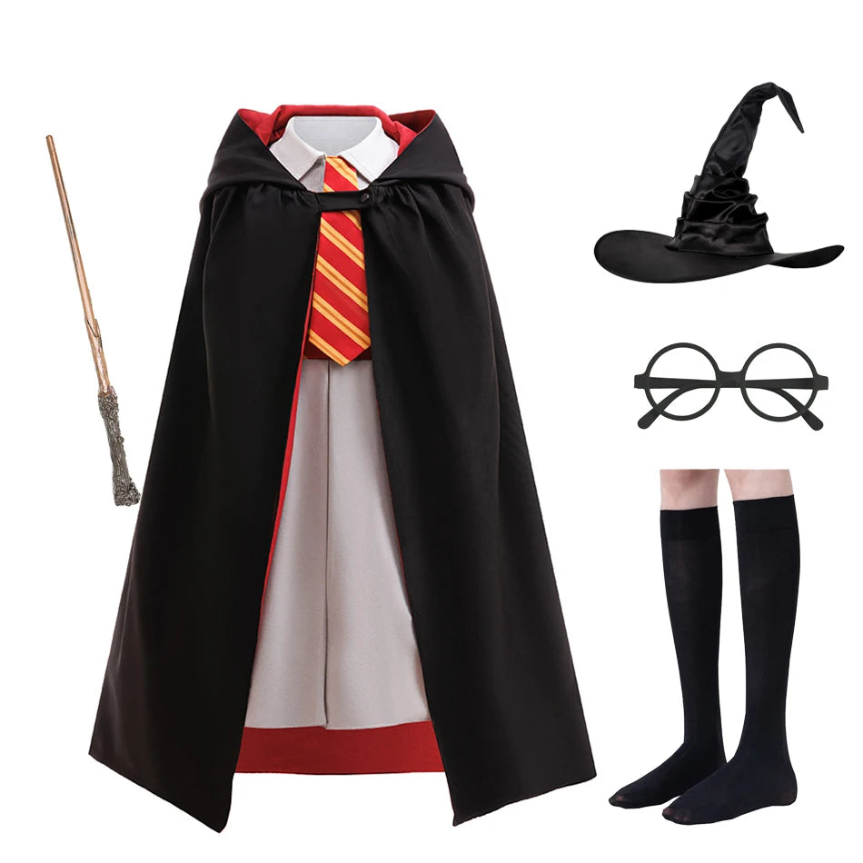 Meninas assistente escola cosplay vestido com capa uniforme da academia mágica para o dia das bruxas crianças bruxa role play festa traje carnaval