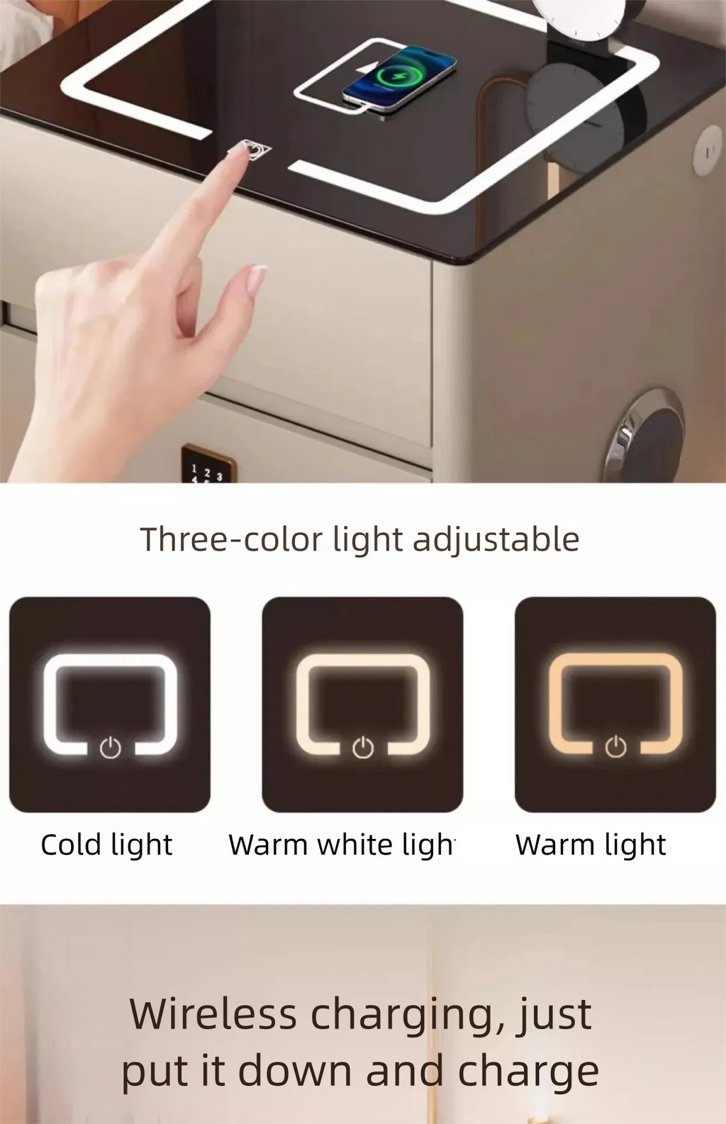 Mesa de Cabeceira Inteligente com Armazenamento para Quarto - Móveis para Casa