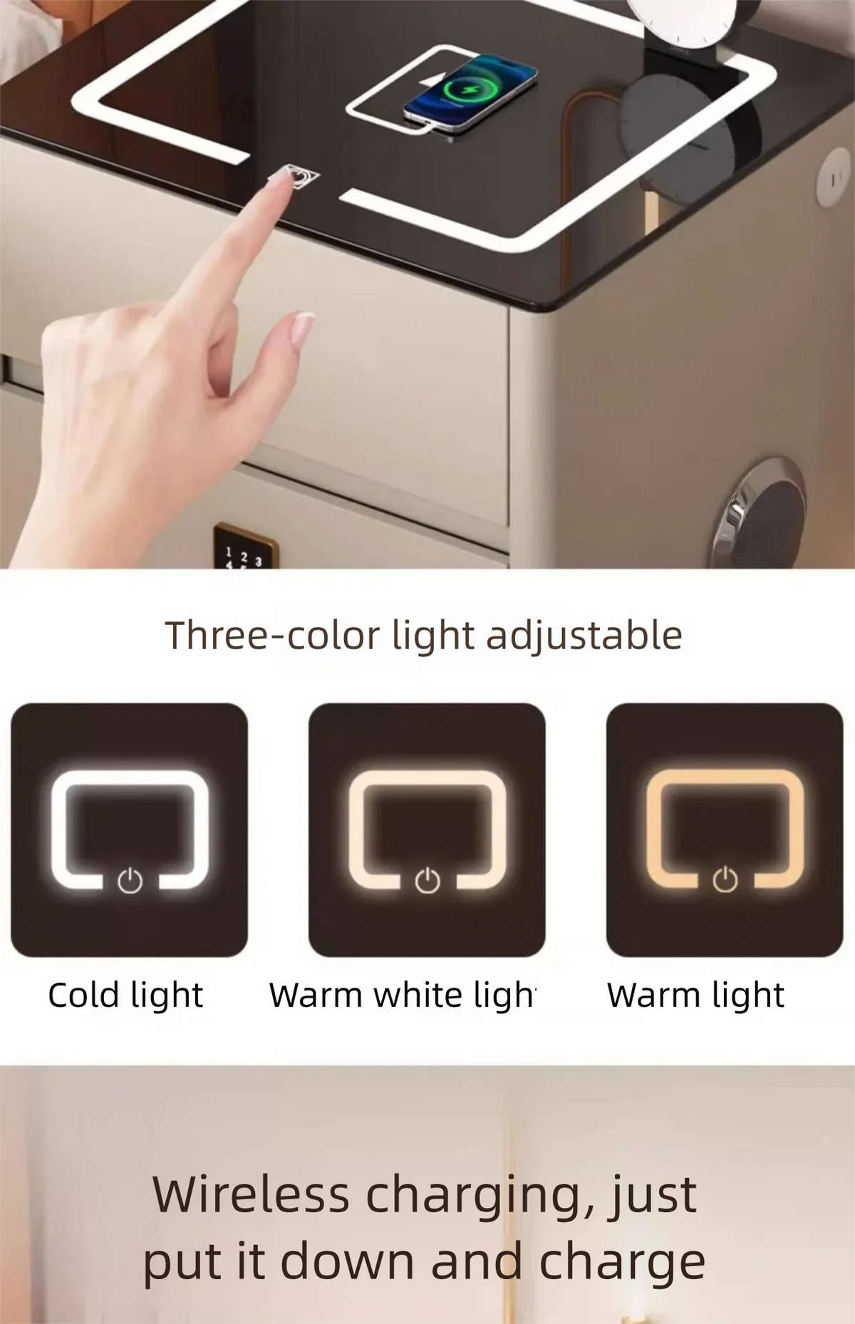 Mesa de Cabeceira Inteligente com Armazenamento para Quarto - Móveis para Casa