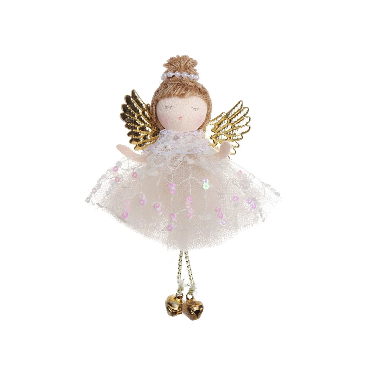 Natal Pendurado Malha Sequin Saia, Anjo Xmas Árvore Pingente Enfeites, Decoração de Casa, Noel, Presentes, 2022
