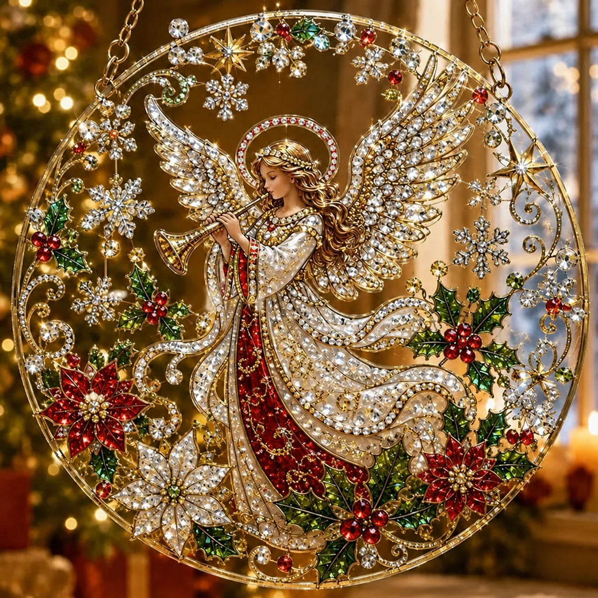 Enfeite de Natal Redondo para Pendurar, Enfeite de Natal Redondo em Acrílico, Criativo Enfeite de Natal em Acrílico para Pendurar