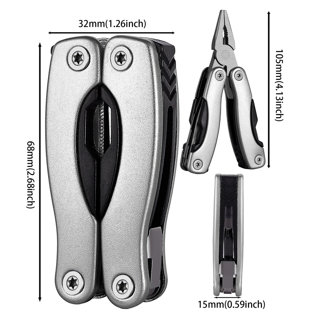 Alicate dobrável multifuncional profissional, mini ferramentas manuais EDC bolso portátil de aço inoxidável, terno de sobrevivência para acampamento ao ar livre - Kasa & Pet