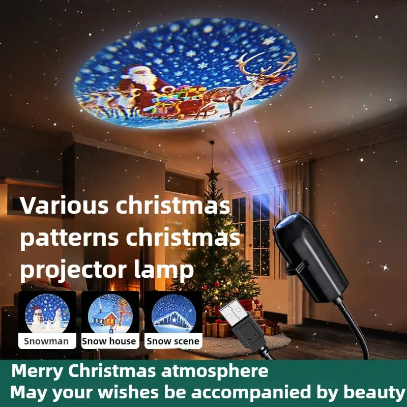 Projetor de Natal, Ornamento de Projeção de Padrão de Papai Noel e Neve Brilhante e Flexível para Decoração de Natal em Festas e Quartos