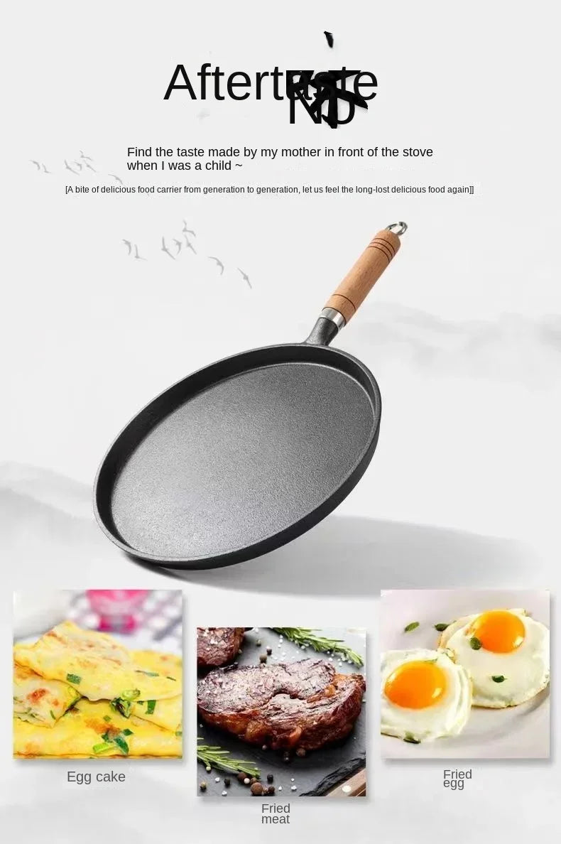 Frigideira de ferro fundido de 26cm, não revestida, antiaderente, ovo, panqueca, crepe, bife, frigideira, fogão de indução a gás, panelas de cozinha Kasa & Pet Store