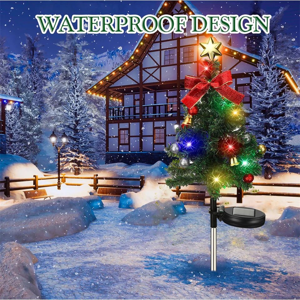 Árvore de natal luzes solares ao ar livre à prova dwaterproof água led jardim caminho gramado paisagem festivo decorativo luzes piso decoração natal