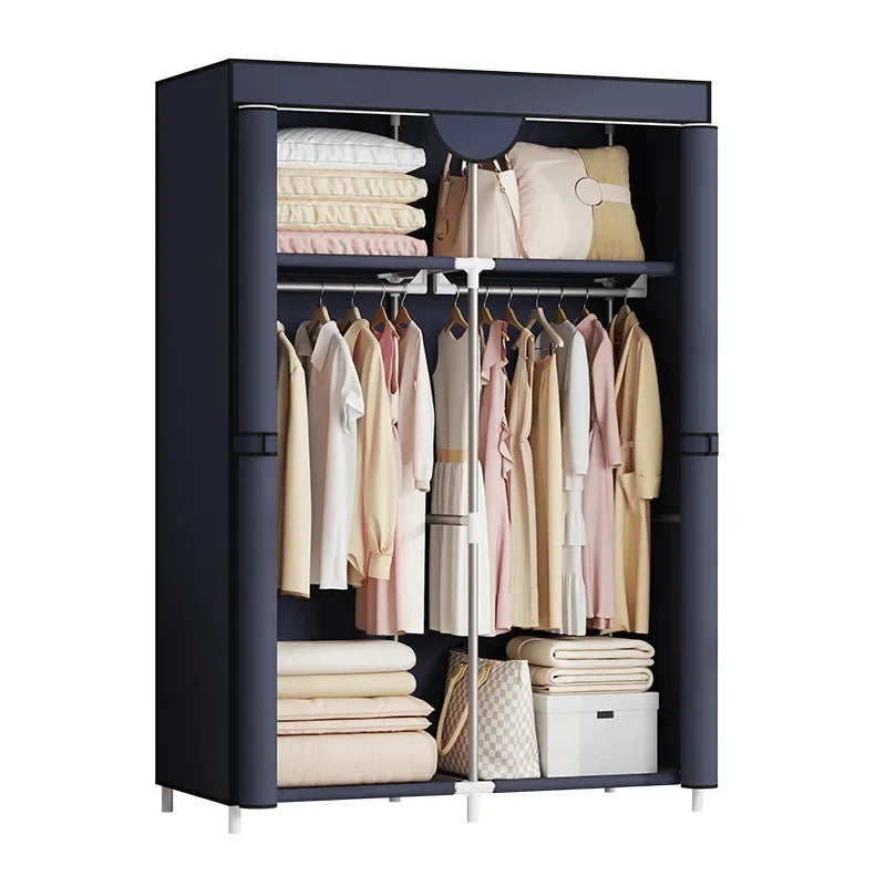 Armazenamento à prova de poeira quarto doméstico guarda-roupa simples guarda-roupa de pano totalmente fechado guarda-roupa de casa de aluguel