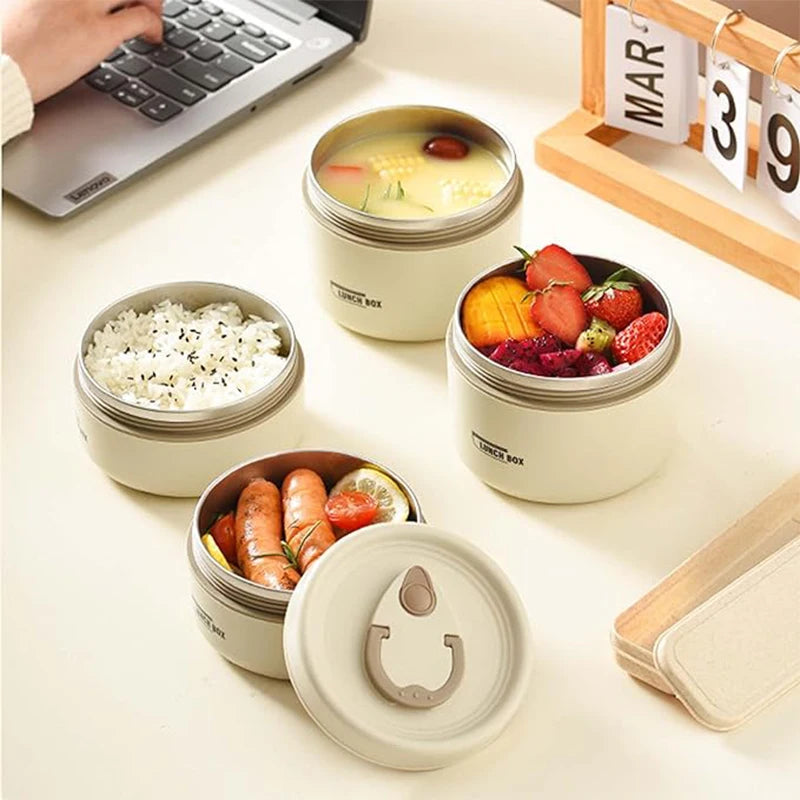 Conjunto de recipiente de almoço de comida isolado portátil com lancheira térmica 3 recipientes de almoço empilháveis separados para crianças adultas