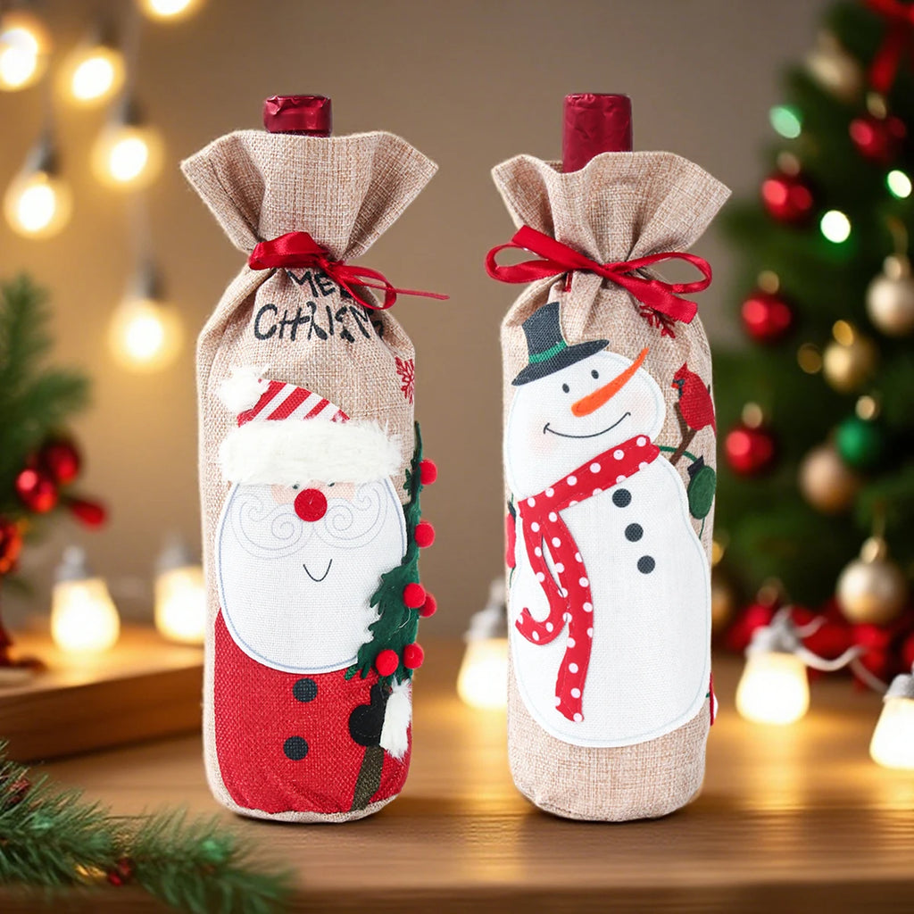 Natal garrafa de vinho capa feliz natal decorações para casa 2025 navidad noel natal ornamentos presente de natal feliz ano novo 2026