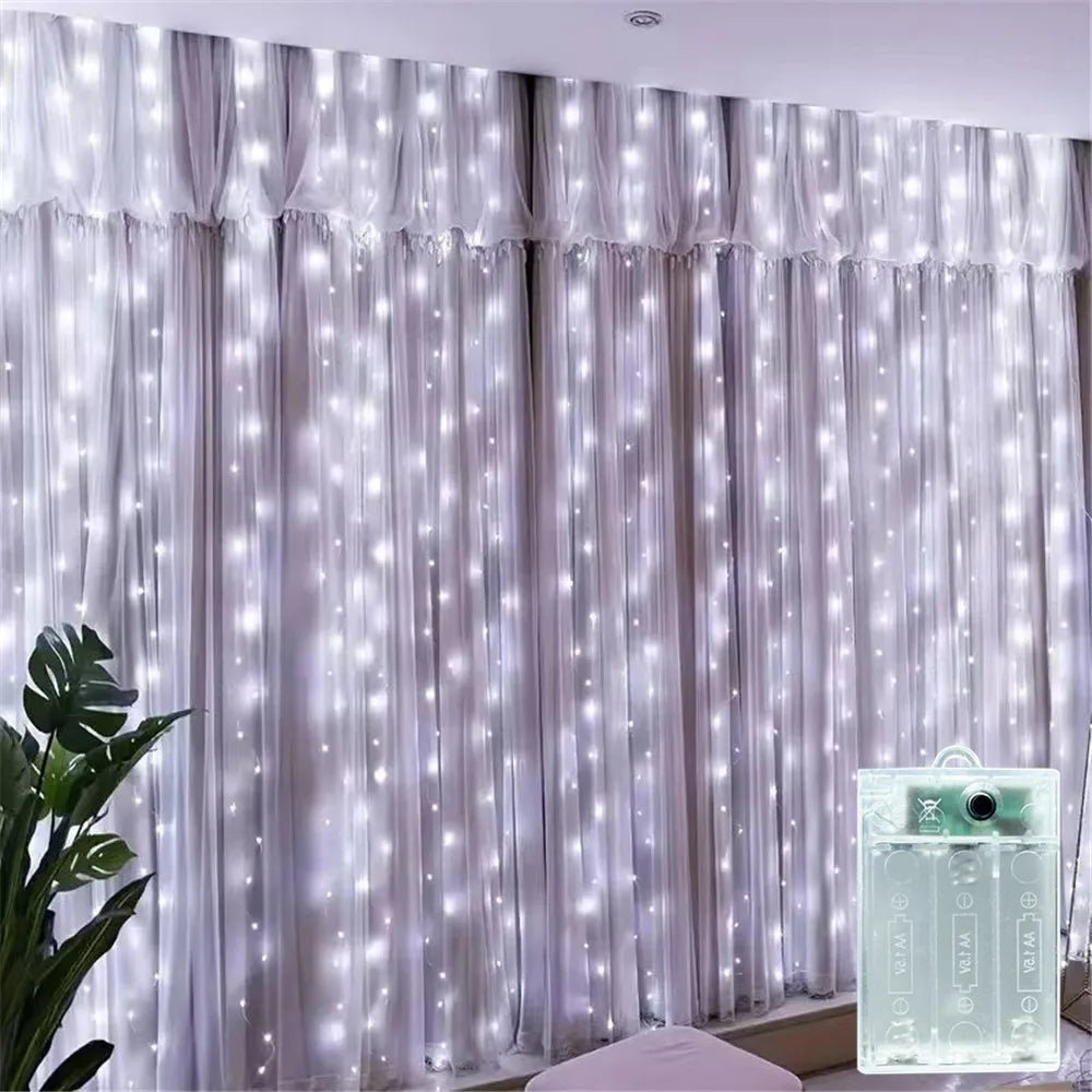 Luzes de Natal LED, Cortina de Luzes de Fada, Alimentadas por Bateria, 8 Modos, Decoração de Natal para Casa, Feriados, Ano Novo 2027, Lâmpada - Kasa & Pet