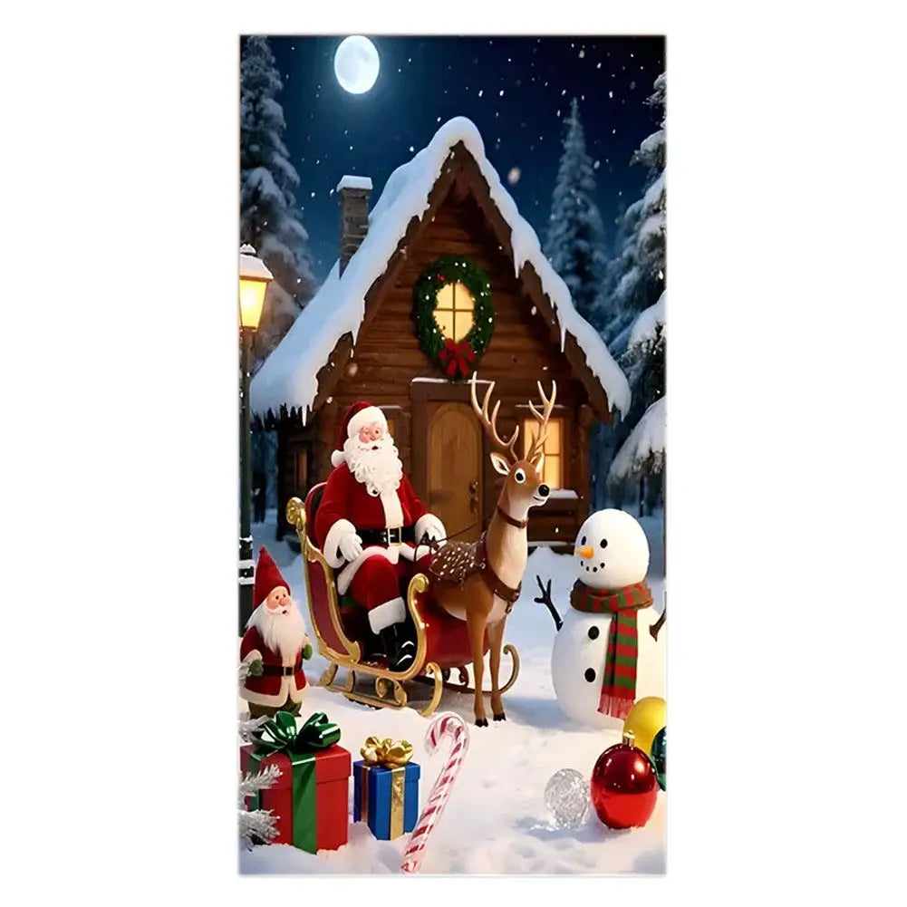 Decorações para cobrir a porta no Natal, banner com tema de Papai Noel e presentes, painel decorativo para a varanda, banner para a porta da frente, artigos para festas com tema de casa de campo.