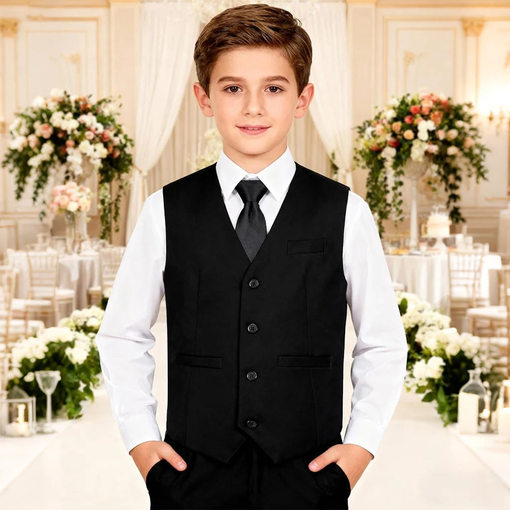 Colete Infantil Masculino para Casamento, Apresentação de Piano, Festa Escolar, Terno Preto de Inverno, Páscoa, Igreja, Halloween