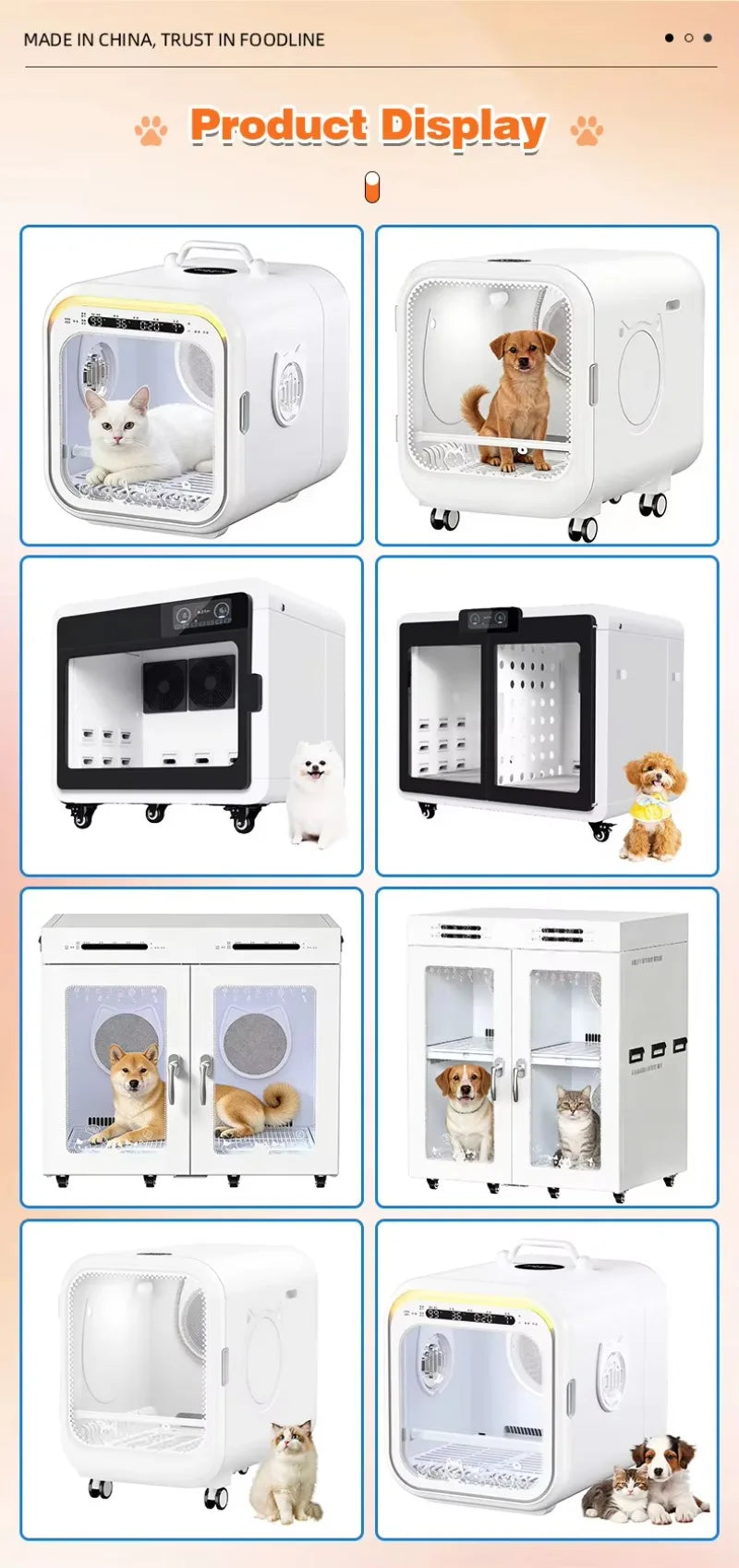 Secador de Pelos para Cães e Gatos, Soprador Potente para Tosa, Motor Silencioso, Múltiplas Configurações de Velocidade, Secagem Rápida para Pelos Grossos e Longos