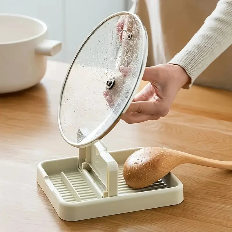 1pc dobrável pote tampa titular e colher resto para fogão e bancada-resistente ao calor utensílios de cozinha Rack para colheres,