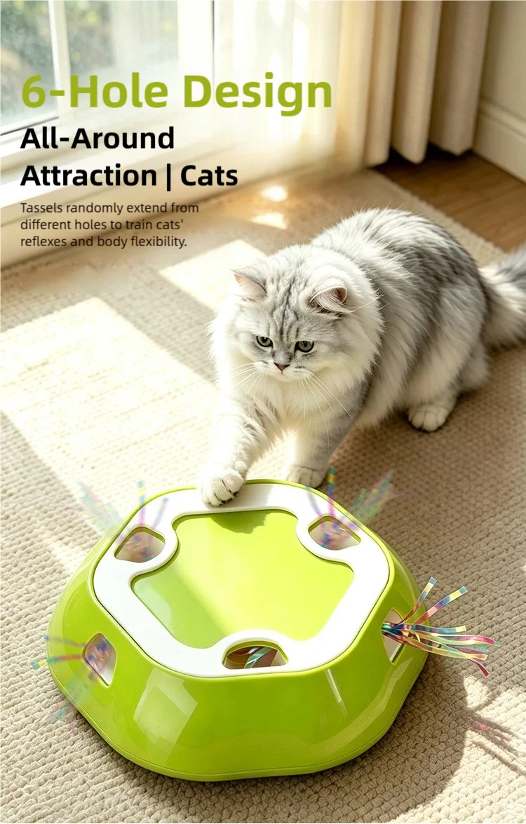 Brinquedo Elétrico Retrátil para Gatos: Placa de Exercício com Múltiplos Buracos para Aliviar o Tédio e Estimular a Energia (Estilo Whack-a-Mole)