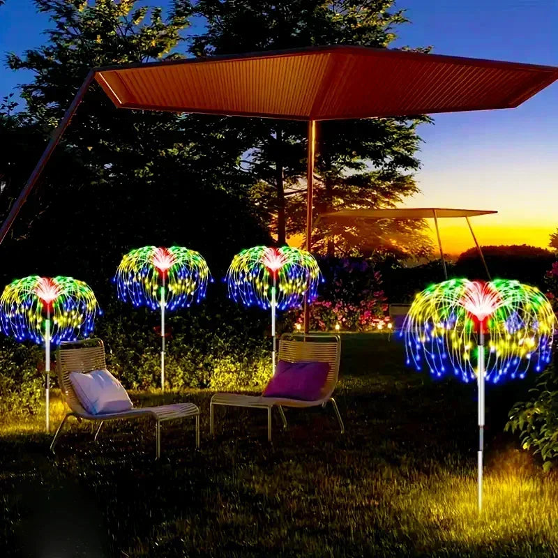 Luzes de Fogos de Artifício LED Solares para Decoração de Jardim, Luzes de Fada à Prova d'Água, Lâmpada de Dente-de-Leão para Decoração de Jardim e Paisagismo