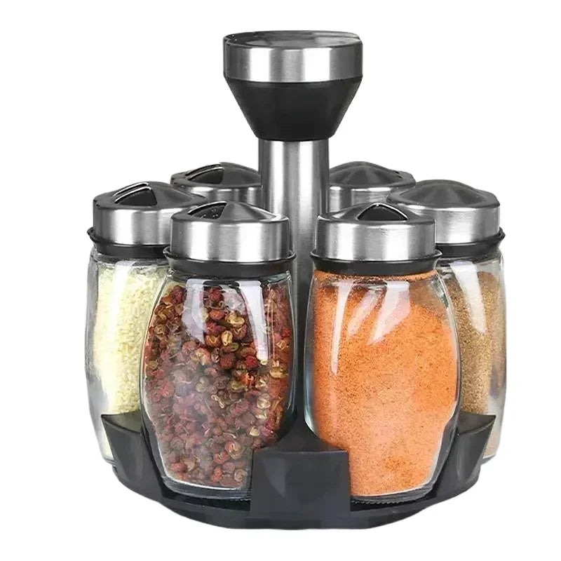 Organizador Giratório de Temperos para Bancada, Torre de Armazenamento de Temperos Giratória com 6/12 Potes Vazios, Suporte para Temperos