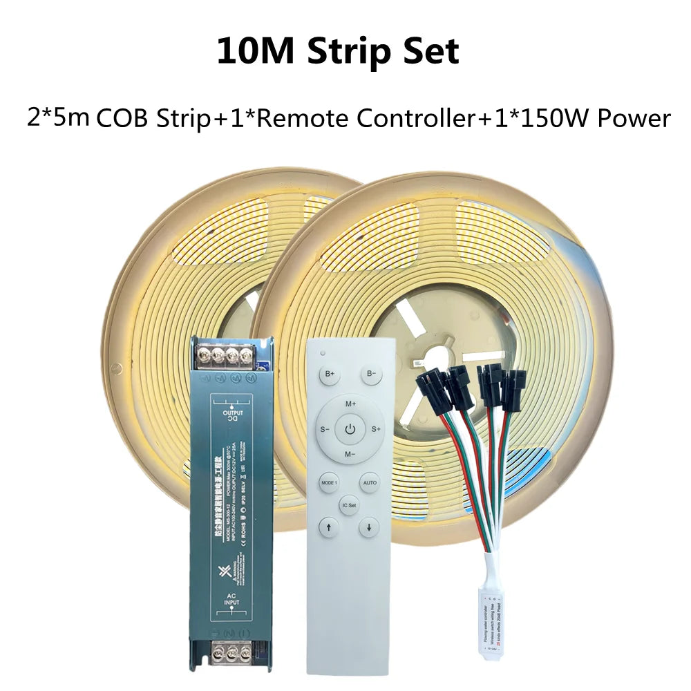 Cob ic cavalo corrida led luz de tira dc24v ws2811 água corrente fluindo fita lâmpada controle sem fio 5m 10m 20m iluminação linear cob