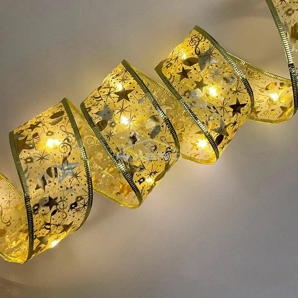 Fita fada discoteca luz árvore de natal branco quente decoração atmosfera ouro ano novo para festa buquê diy arco corda lâmpada
