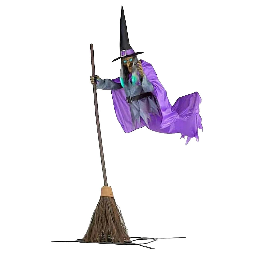 Decoração de Halloween: Bruxa Voadora com Sons e Luzes Assustadores – Fantasia Divertida de Bruxa Assustadora para Jardim, Quintal, Gramado e Ambientes Internos