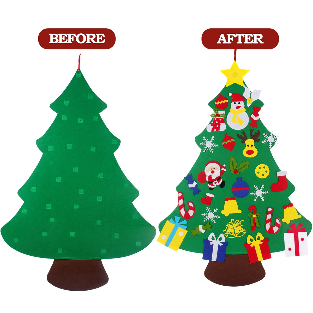DIY sentiu a árvore de Natal com luz, decorações do Feliz Natal para a casa, ornamentos da árvore do Natal, presente do ano novo, 2024