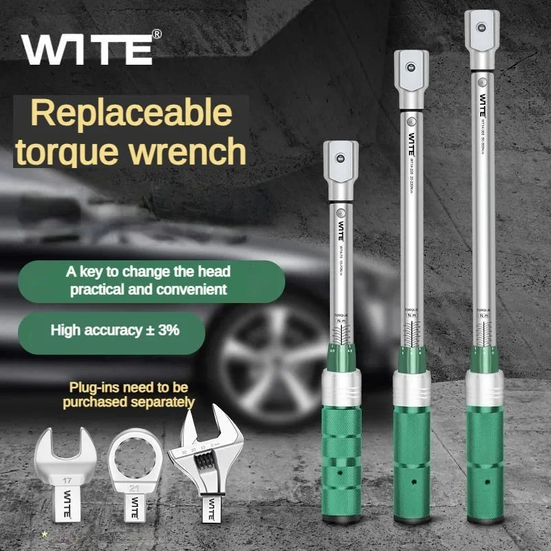 Chave de torque aberta multifuncional, predefinição ajustável, alta precisão, cabeça substituível, chaves de torque, ferramentas manuais profissionais