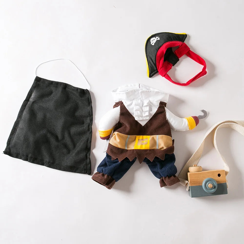 Engraçado roupas para animais de estimação pirata cão gato traje terno corsair vestir-se festa vestuário para gato cão mais chapéu traje do cão de estimação