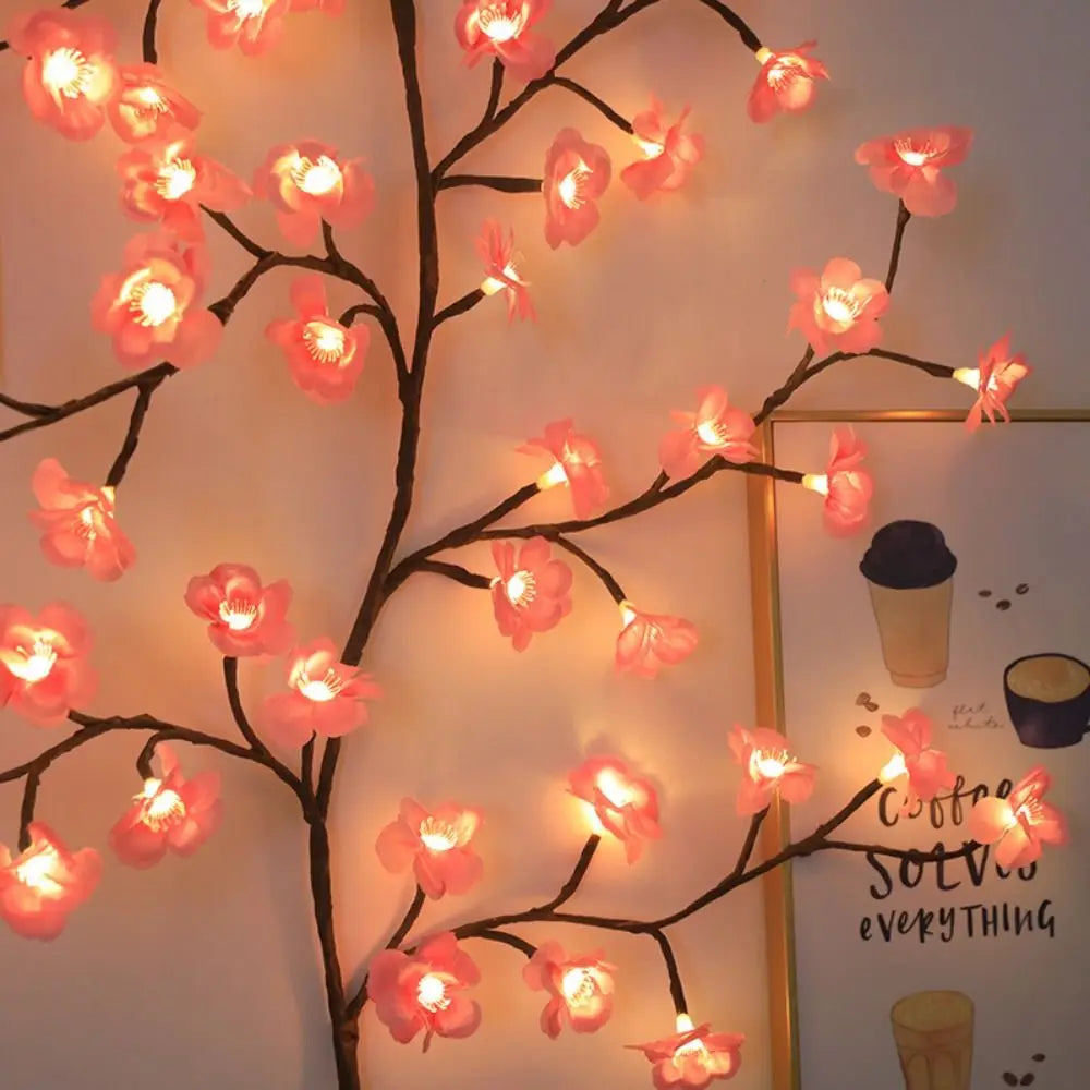 Flor de cerejeira salgueiro videira galho decoração guirlanda natal interior casa parede porta cereja led ramo árvore luzes para decorações de parede