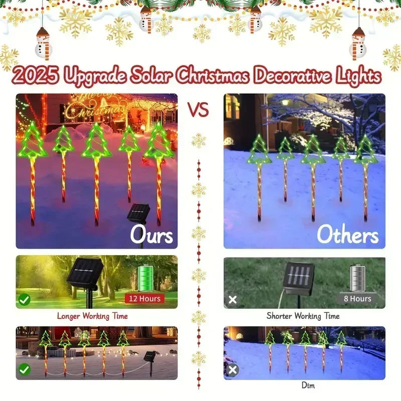 Solar led luzes da árvore de natal ao ar livre lâmpada à terra boneco de neve papai noel decoração colorida iluminação para pátio varanda jardim