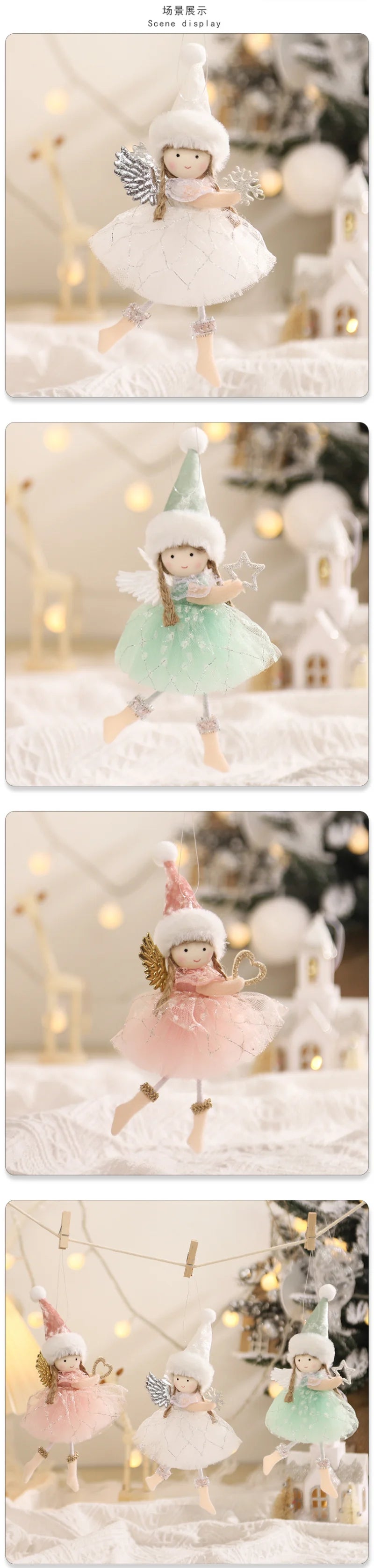 Ano novo 2024 natal anjo bonecas árvore de natal pingente ornamentos navidad 2022 decoração de natal para casa presentes natal noel deco