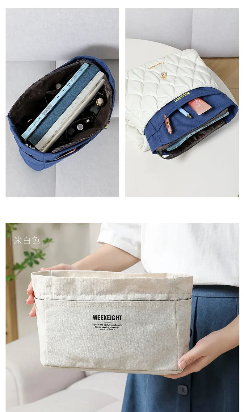 Organizadores de armazenamento de lona com cordão Bolsa forro com vários bolsos Bolsa de armazenamento de viagem portátil leve