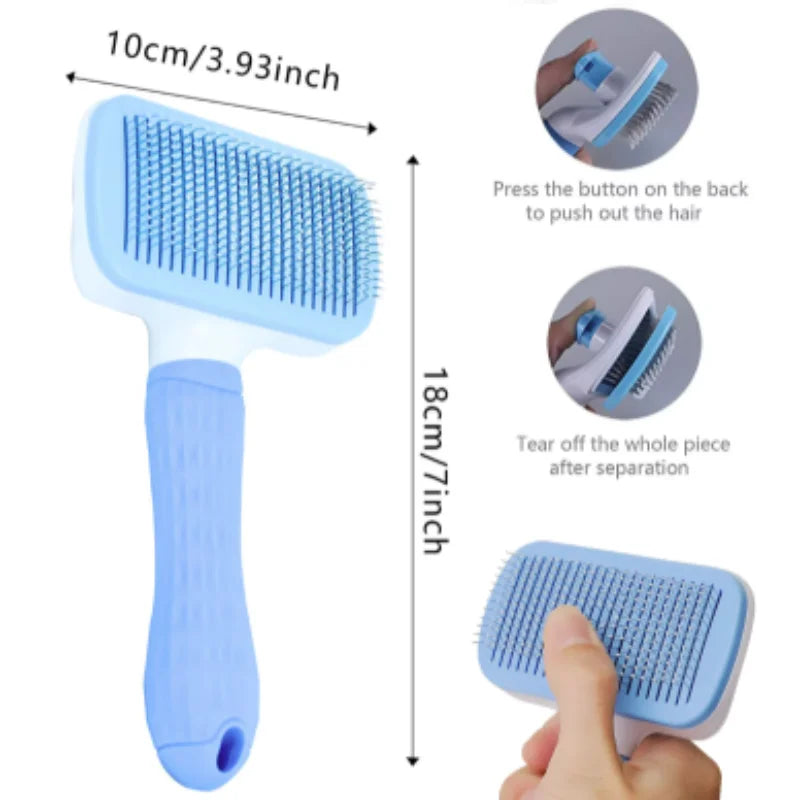 Escova para Cães e Gatos, Escova de Limpeza Automática para Remover Pelos de Animais, Ferramentas de Higiene para Cães e Gatos, Escova Desembaraçadora para Animais de Estimação, Acessórios para Cães