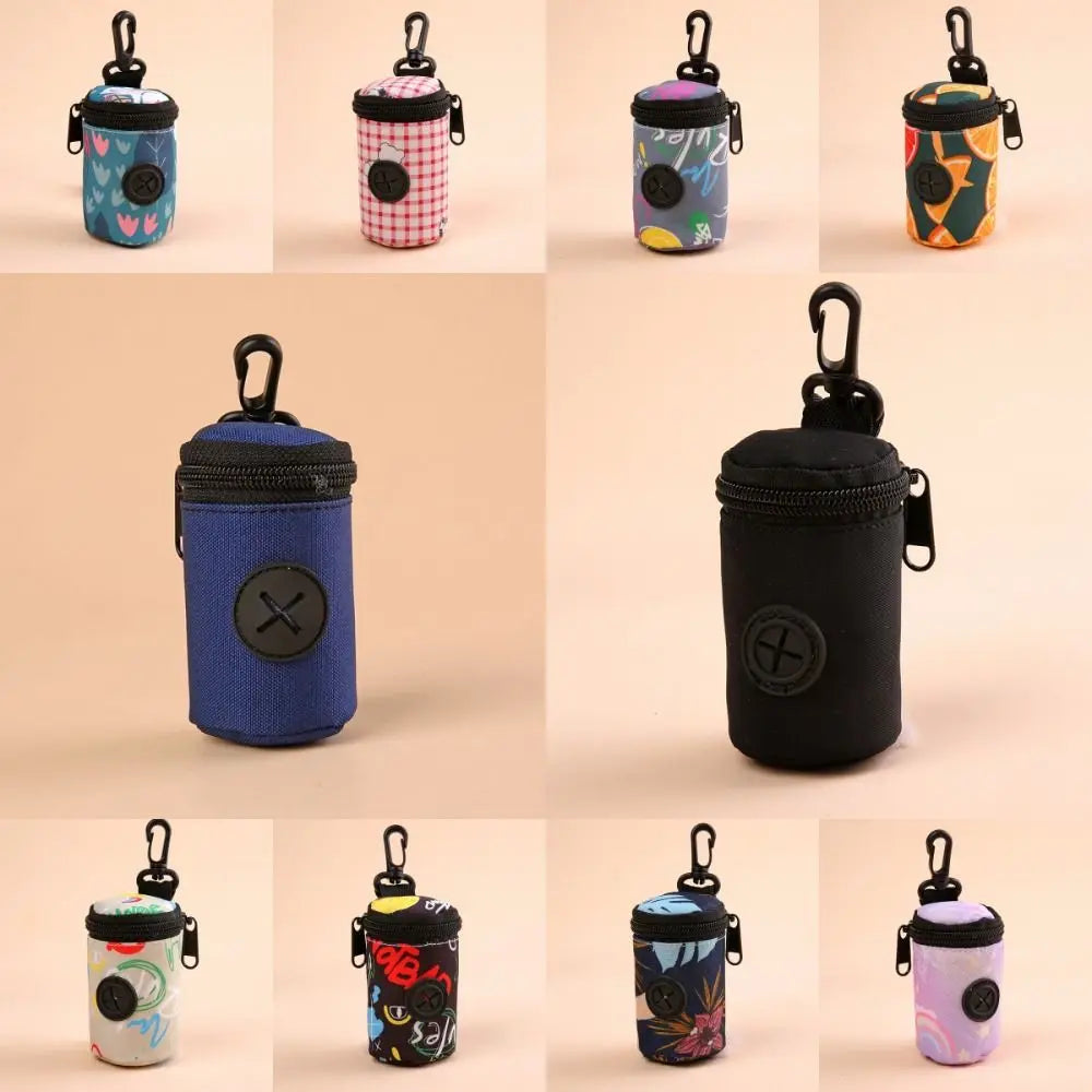 Hangable cão cocô saco dispensador zíper cães andando acessório saco de resíduos titular portátil bonito sacos de lixo organizador suprimentos para animais de estimação