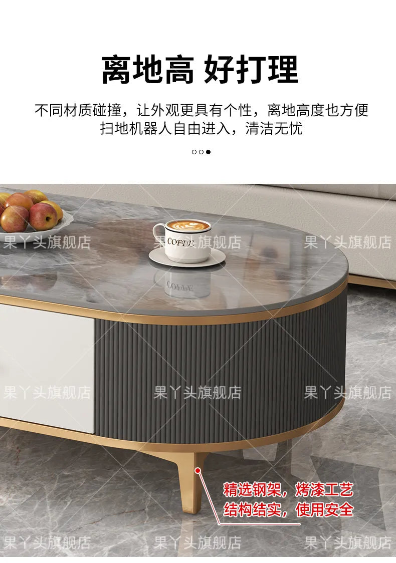 Mesa de Jantar, Mesa de Centro para Escrita e Café, Gavetas Móveis, Mesa Lateral de Luxo com Armazenamento para Sala de Estar, Mesa Auxiliar Moderna, Móveis Modernos