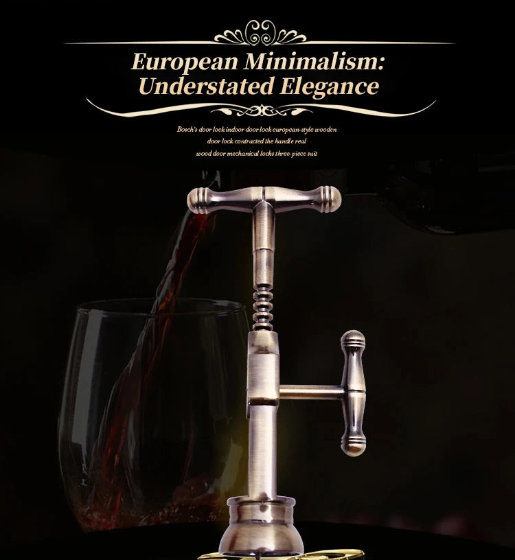 Abridor de Garrafa de Vinho Clássico Retro em Bronze Antigo, Abridor de Garrafa em Liga de Zinco, Extrator de Rolhas
