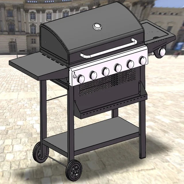 Armários e Ilhas para Churrasqueiras de Cozinha Externa em Aço Inoxidável 304 de Alta Resistência, com Grelhadores de Churrasco a Carvão, GLP e Gás Natural, com Rotação Visual