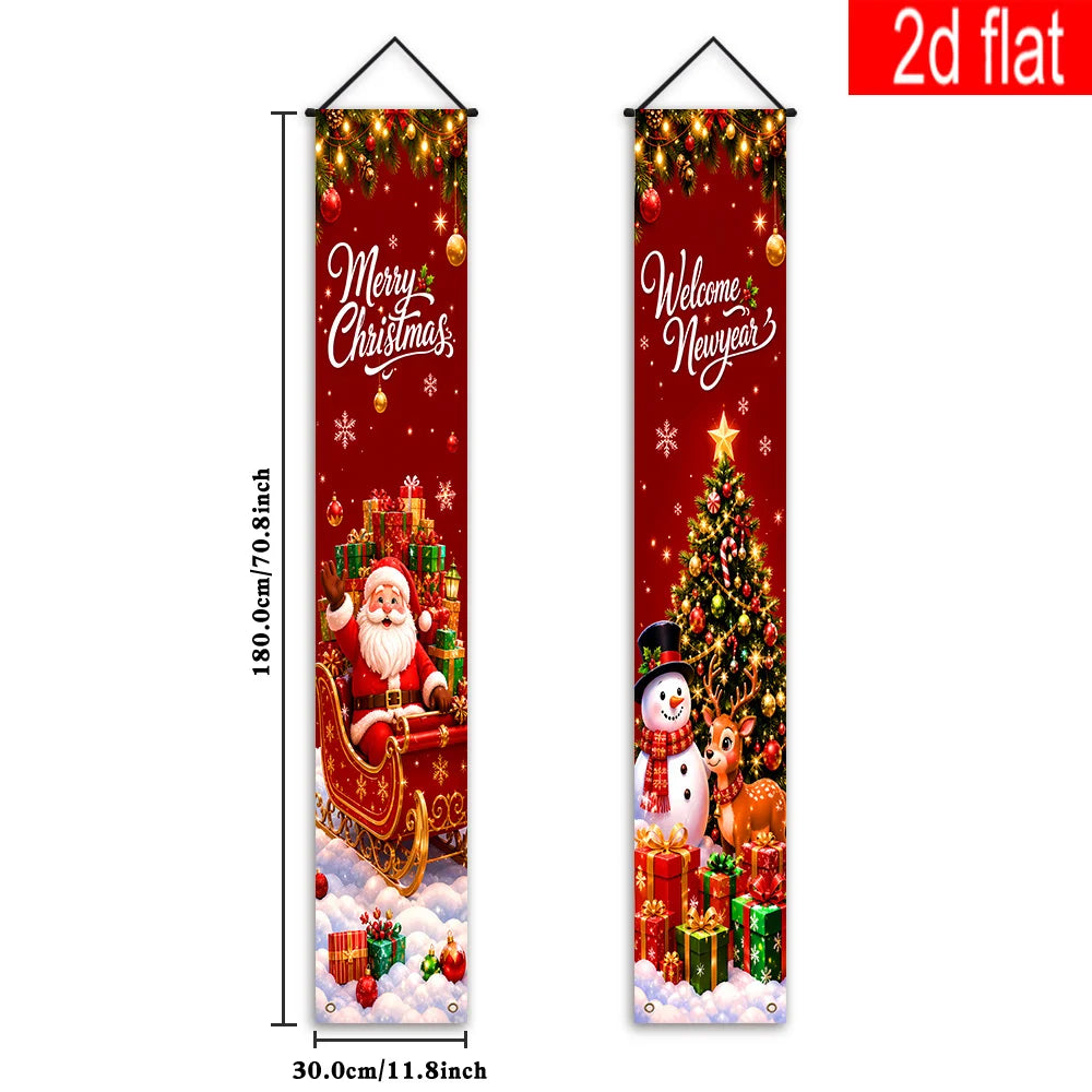 Decorações natalinas, elementos decorativos com tema natalino, varandas interiores e exteriores, fachada da sala de estar.