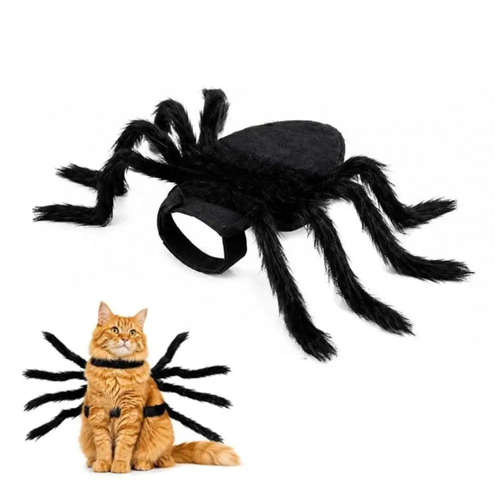 Fantasia de aranha para animais de estimação no Halloween, roupas engraçadas e realistas com pelúcia para cães e gatos, fantasia de cosplay para peito e costas, roupa de festa para cães de porte pequeno e médio