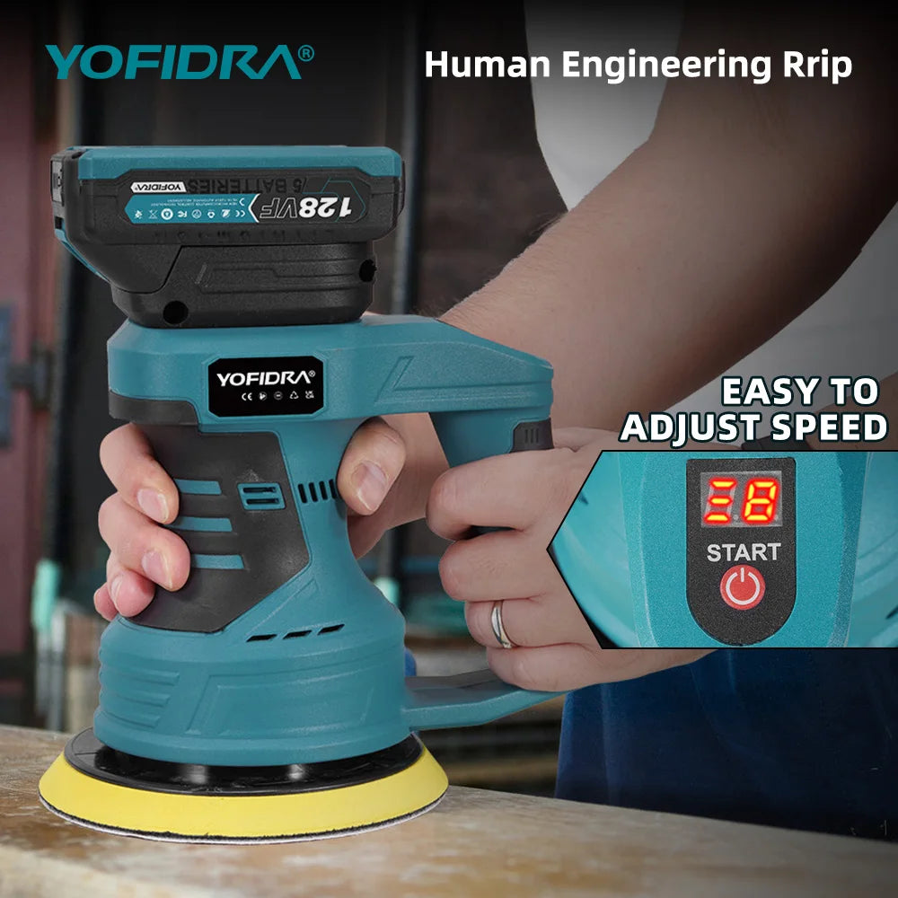Polidora Automotiva Sem Fio YOFIDRA com 8 Velocidades Ajustáveis, Ferramenta Elétrica para Polimento, Lixamento e Selagem, Compatível com Bateria Makita 18-21V