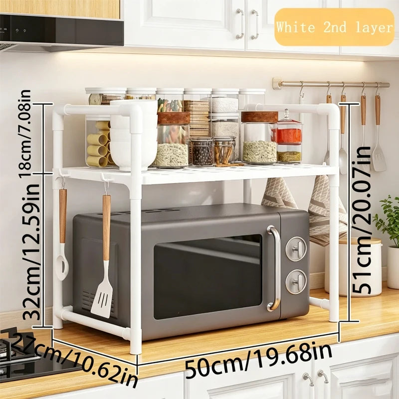 Prateleira para guardar o micro-ondas na bancada da cozinha, prateleira de vários níveis para guardar temperos, utilizada para guardar utensílios de cozinha na bancada.
