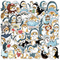 10/30/50 pçs bonito tubarão com capuz diversão gato adesivos decalques decoração mala scrapbooking portátil telefone papelaria brinquedo presente