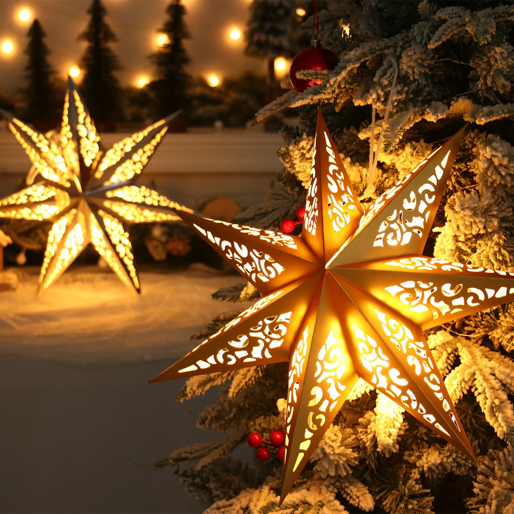 Estrela oca pendurado pingentes ramadan decoração 2024 para casa navidad natal noel presentes enfeites de natal ano novo 2024