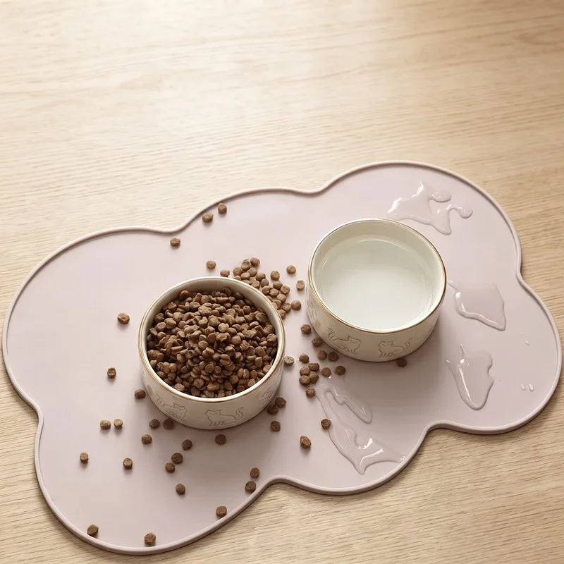 Tapete de Silicone para Animais de Estimação, à Prova de Vazamentos e Antiderrapante para Cães e Gatos, Tapete Oval para Tigelas