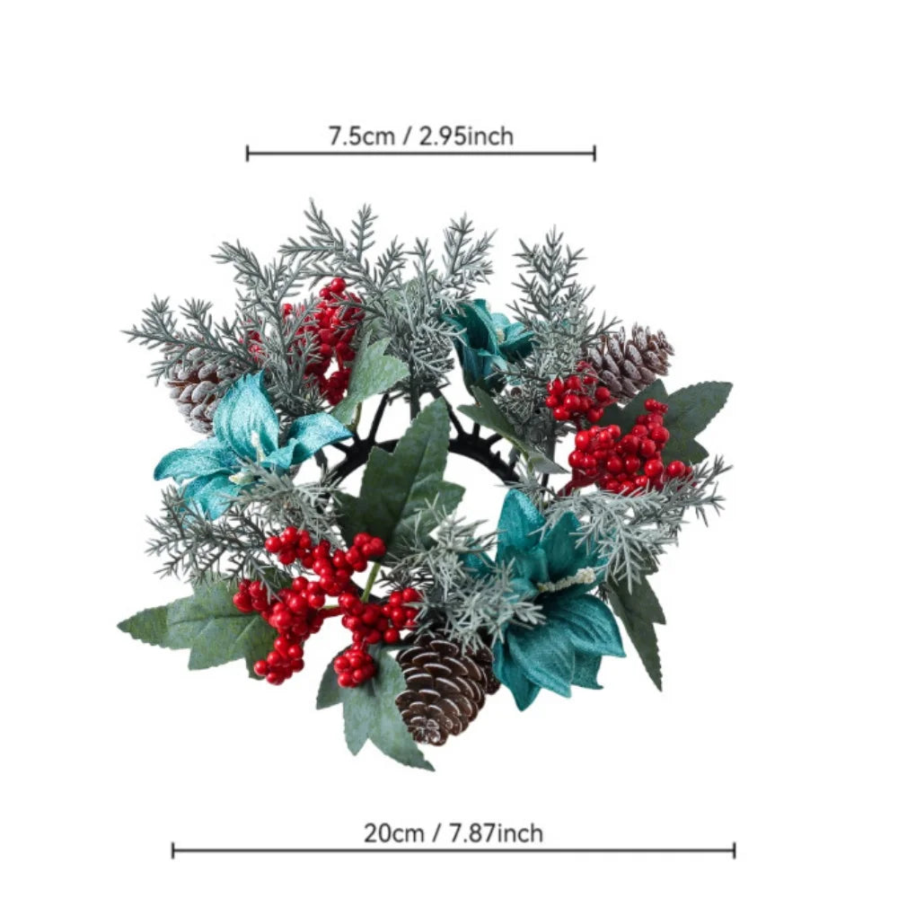 Natal vela grinalda mesa de jantar decorações clássico bagas vermelhas pinha peça central guirlanda multifuncional castiçal 2025