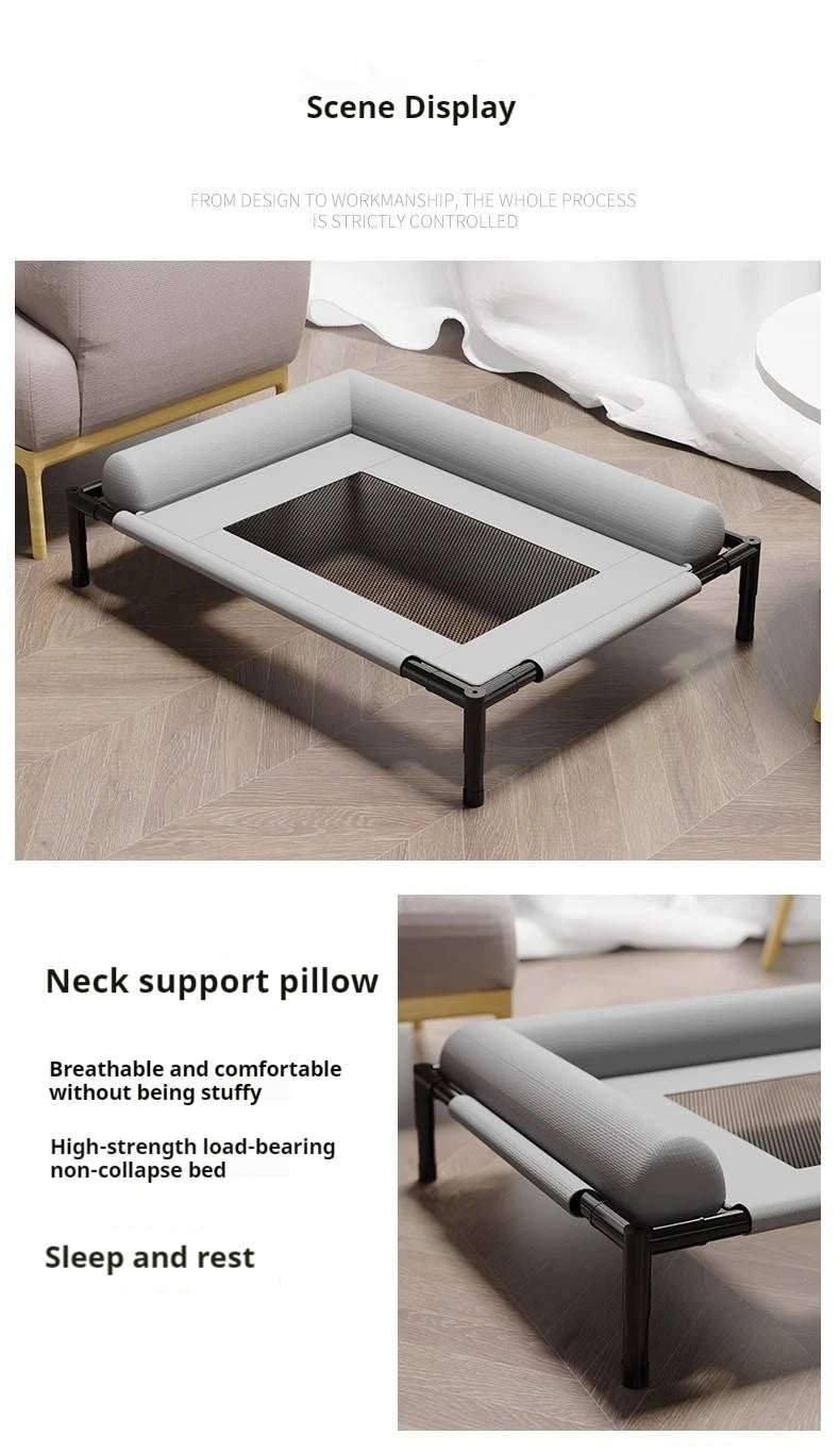 Cama elevada para animais de estimação em malha respirável com travesseiro removível e lavável, à prova de umidade, para cães e gatos de porte médio e grande, para todas as estações.